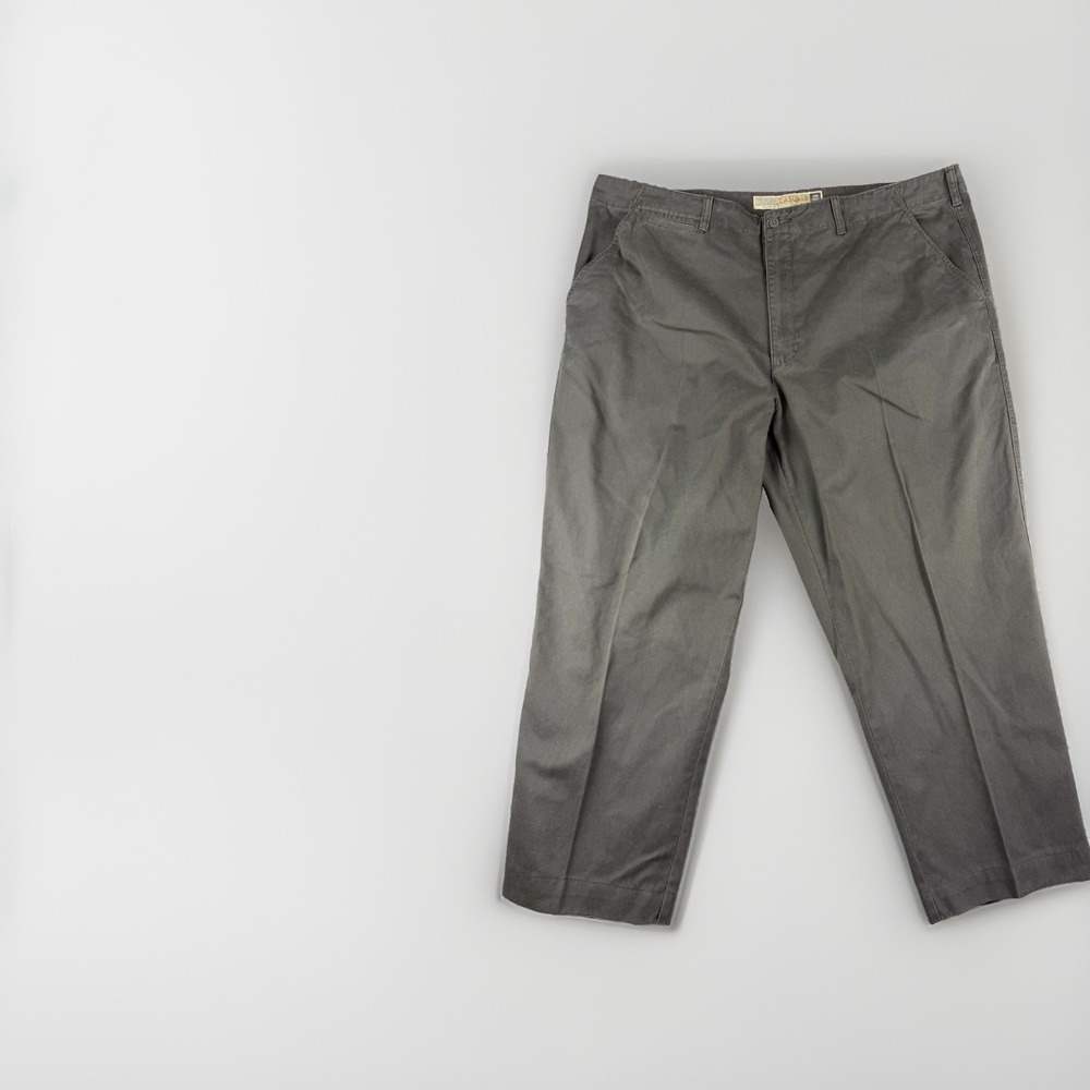 cabela's aged khakis, flat front pants, slacks, grey, men's 46x27